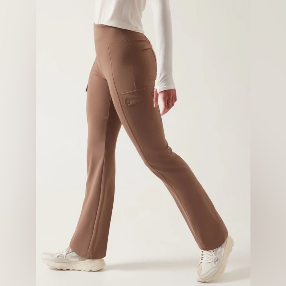 Athleta Delancey Straight Leg Cargo Pants Small Petite Rustic Beige Brown